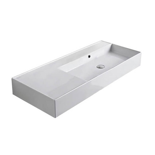 Scarabeo By Nameeks 18.1'' Glossy White Ceramic Rectangular Vessel, Wall Mount Bathroom Sink